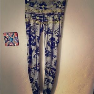 Teeki Blue and Yellow Patterned Leggings